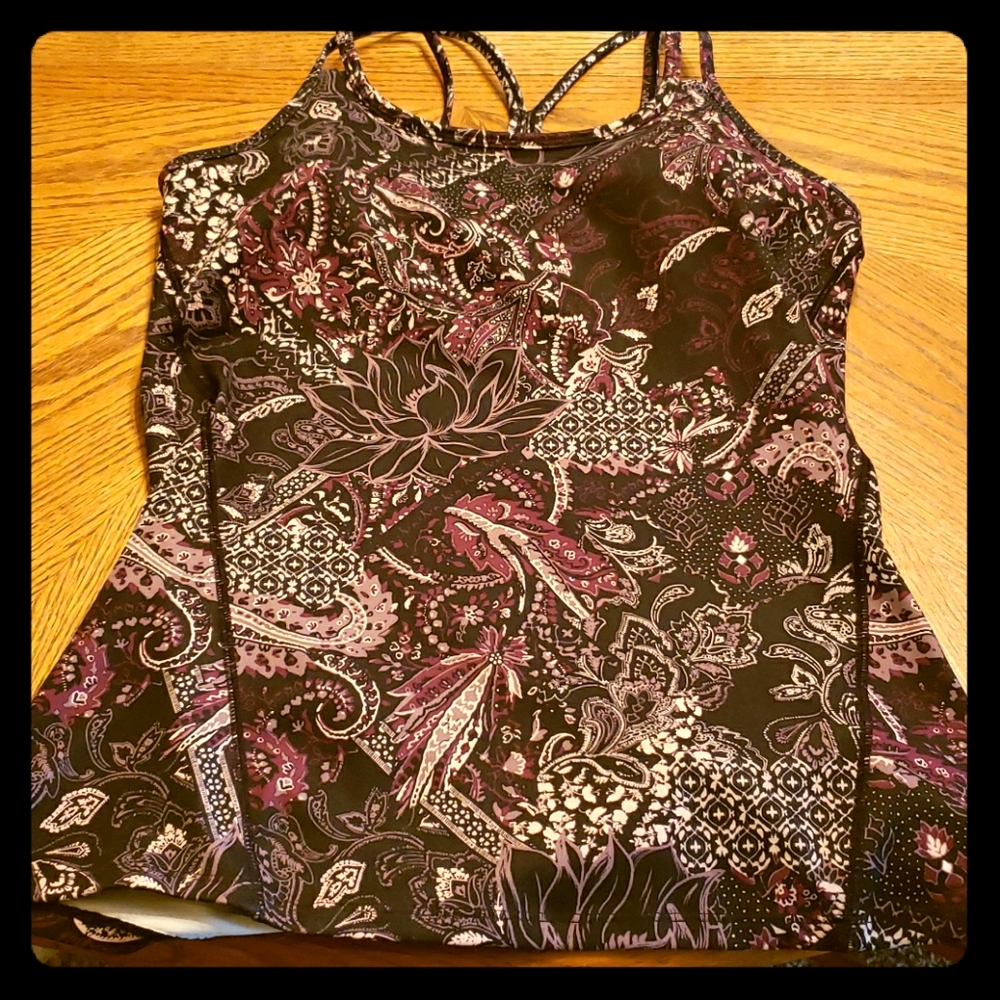 Gaiam paisley and lotus print yoga tanktop